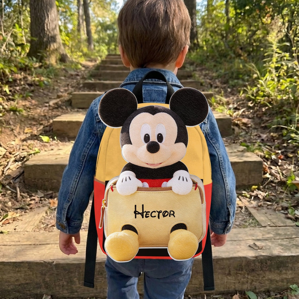 Personalized Kids' Mouse Backpack Custom Name Plush Changeable Patch Changeable Leather Patch Backpack GradoCreations