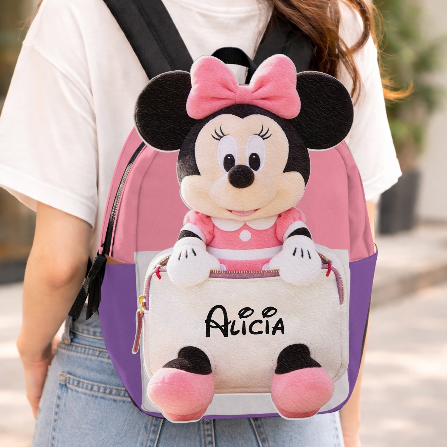 Personalized Kids' Mouse Backpack Custom Name Plush Changeable Patch Changeable Leather Patch Backpack GradoCreations