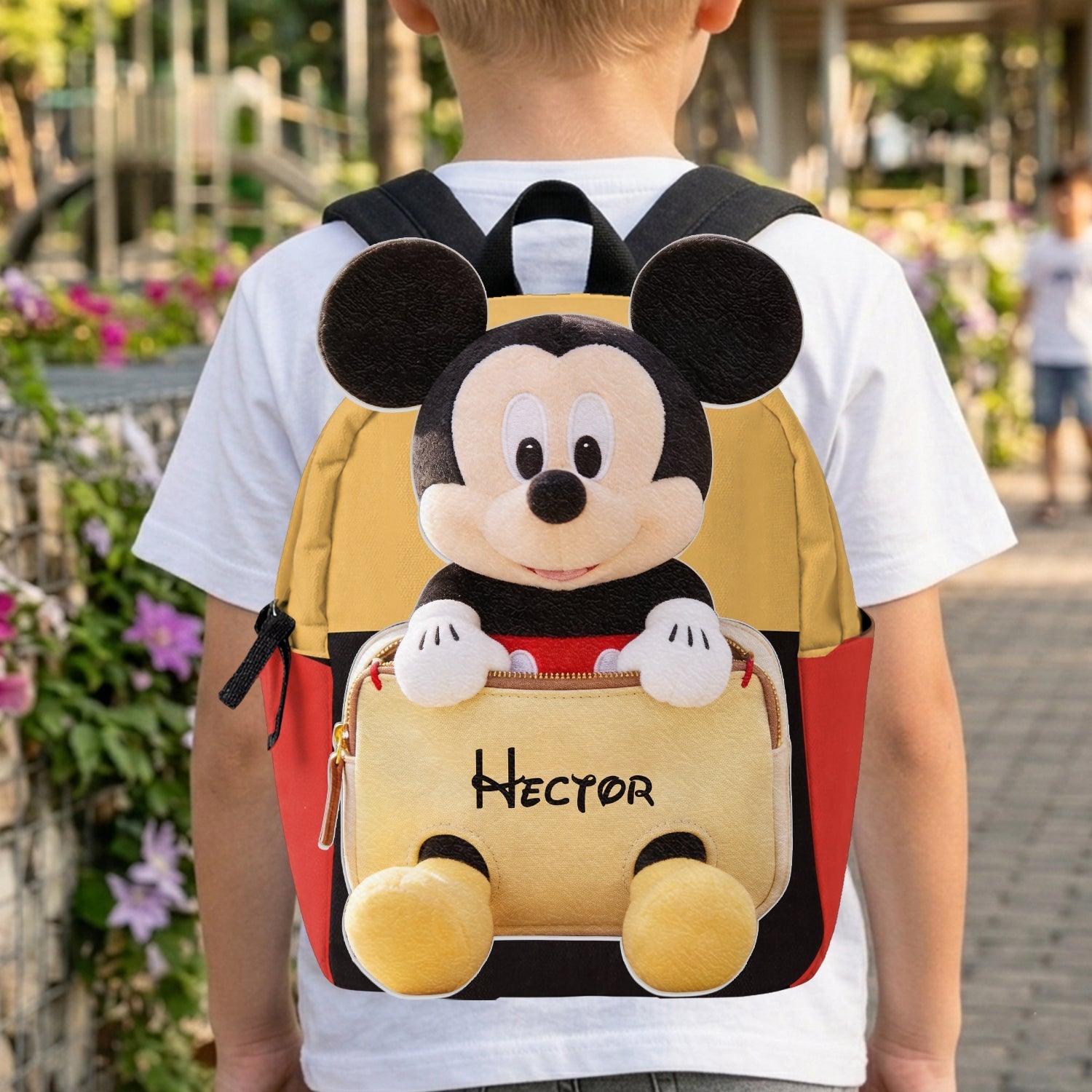 Personalized Kids' Mouse Backpack Custom Name Plush Changeable Patch Changeable Leather Patch Backpack GradoCreations
