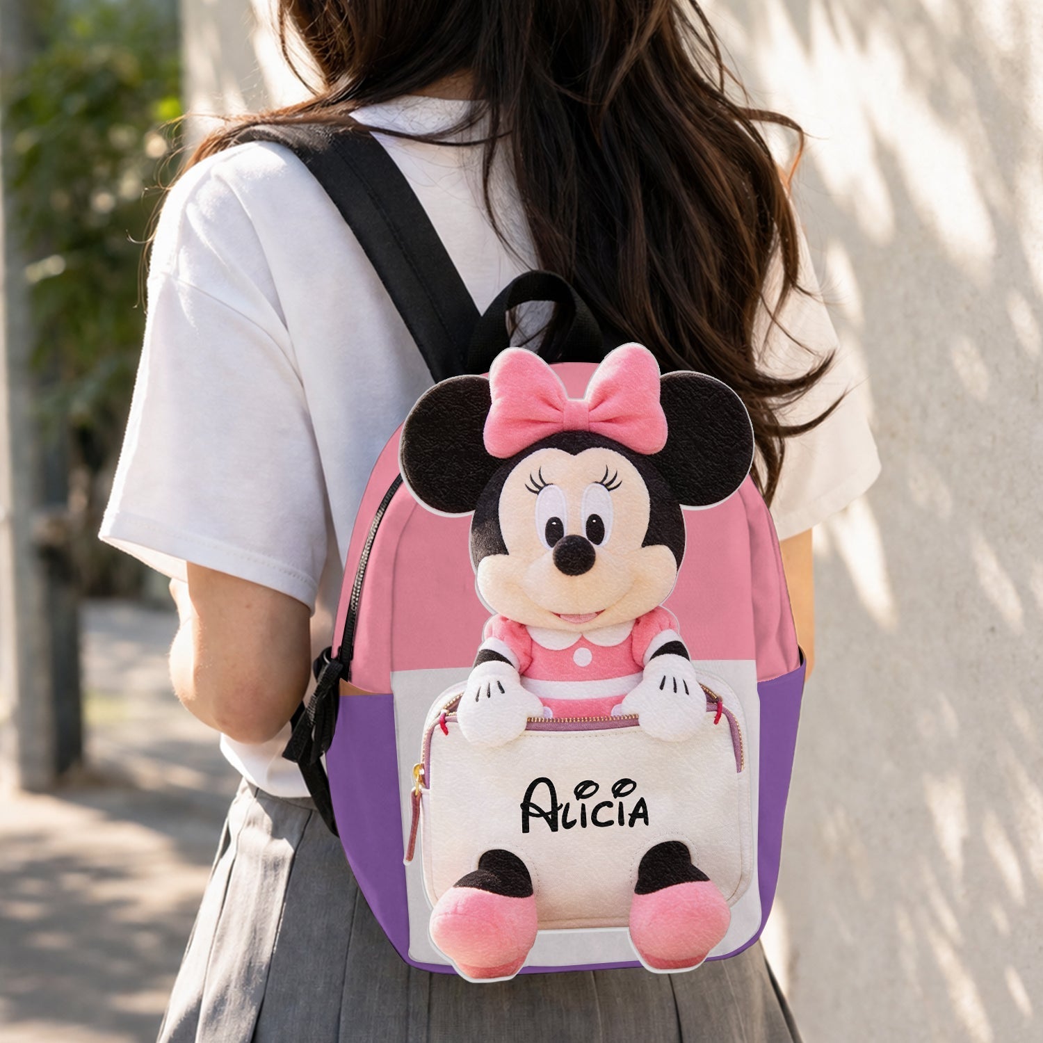 Personalized Kids' Mouse Backpack Custom Name Plush Changeable Patch Changeable Leather Patch Backpack GradoCreations