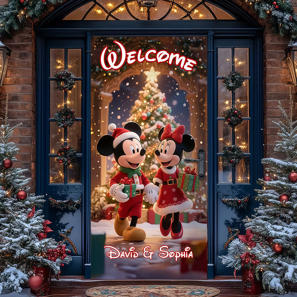 Personalized 3D Christmas Mouse Door Sticker with Names Door Sticker GradoCreations