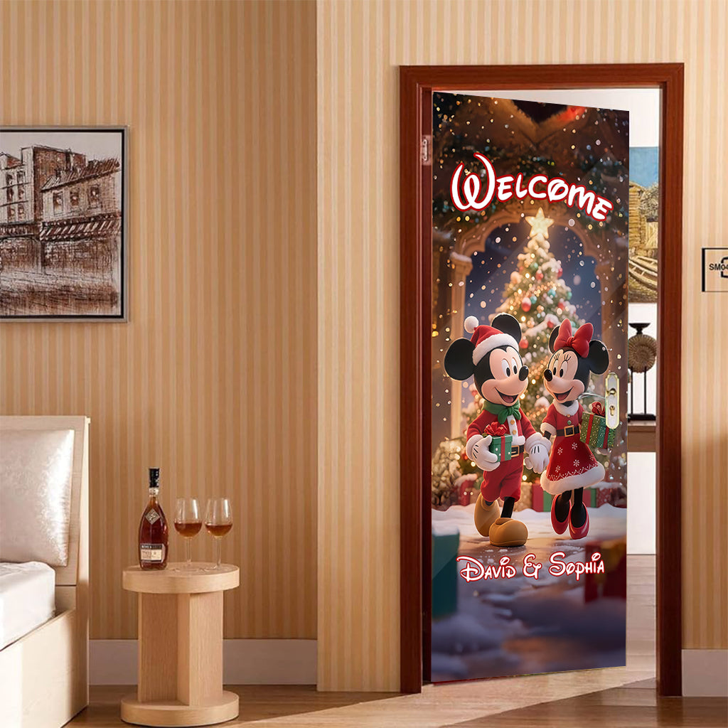 Personalized 3D Christmas Mouse Door Sticker with Names Door Sticker GradoCreations