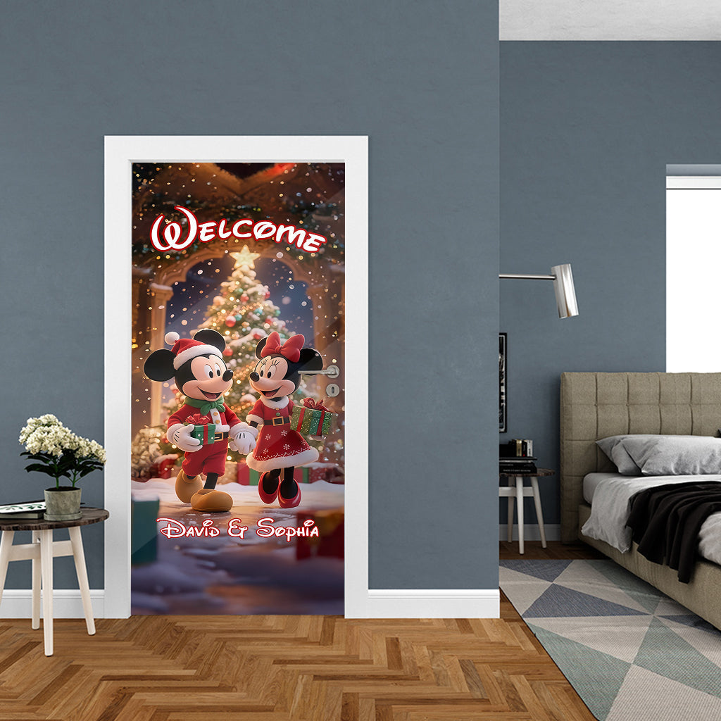 Personalized 3D Christmas Mouse Door Sticker with Names Door Sticker GradoCreations