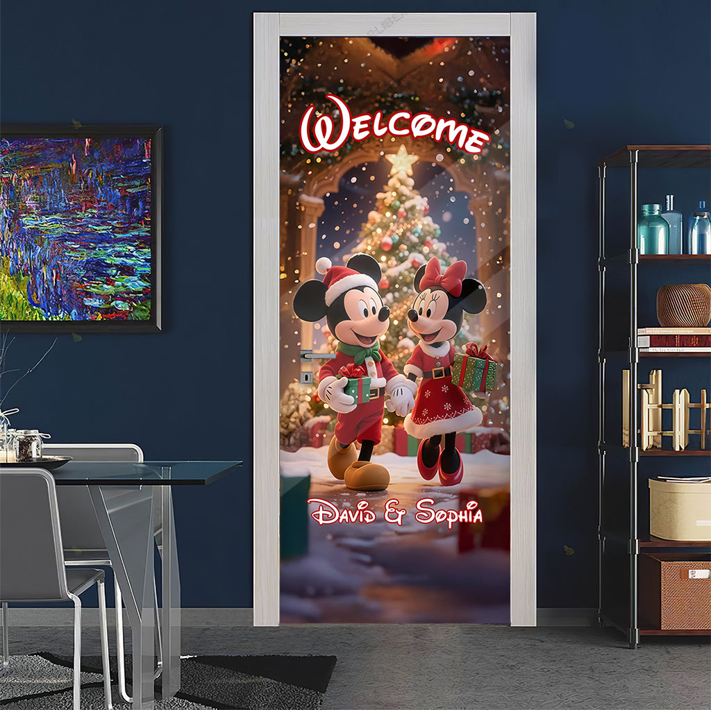 Personalized 3D Christmas Mouse Door Sticker with Names Door Sticker GradoCreations