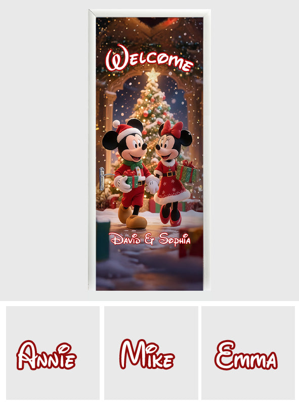 Personalized 3D Christmas Mouse Door Sticker with Names Door Sticker GradoCreations