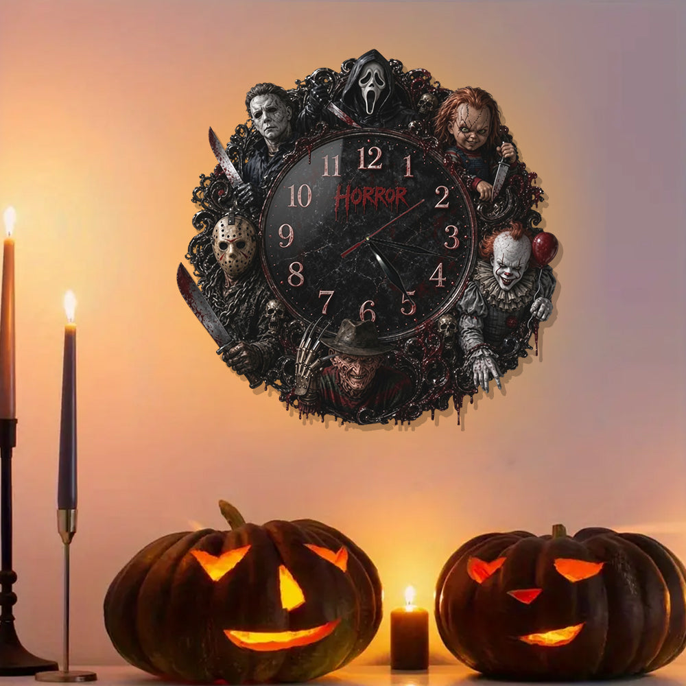 Personalized Horror Wall Clock Unique Gift for Halloween Lovers Wall Hanging Clock GradoCreations
