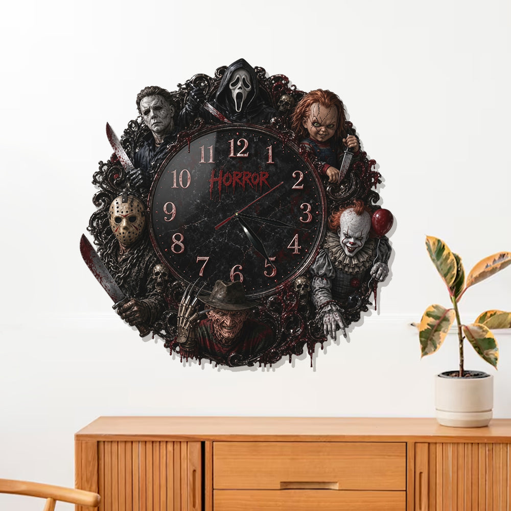 Personalized Horror Wall Clock Unique Gift for Halloween Lovers Wall Hanging Clock GradoCreations