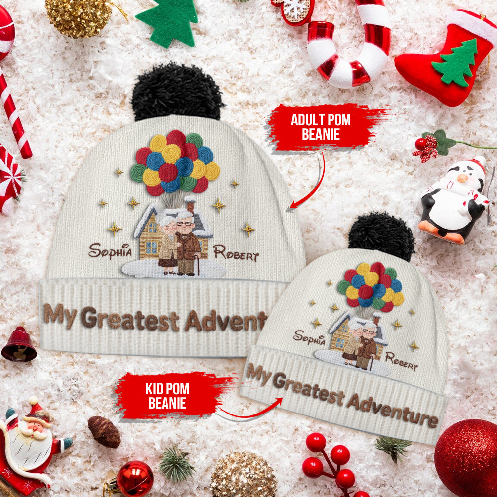 Personalized Couple Beanie Hat Custom Names Winter Gift Beanie Hat GradoCreations
