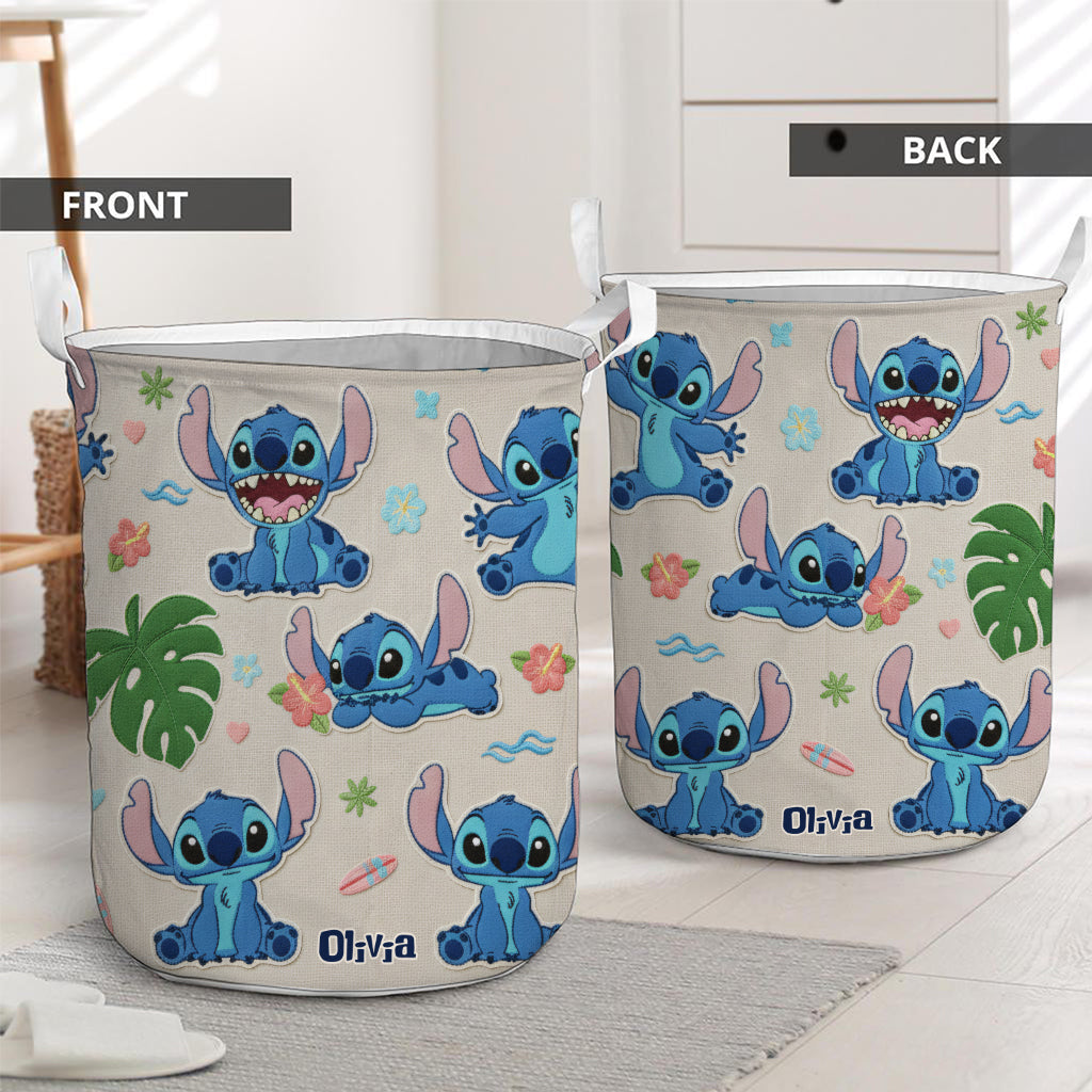 Personalized Blue Alien Storage Basket Custom Name Gift Laundry Basket GradoCreations
