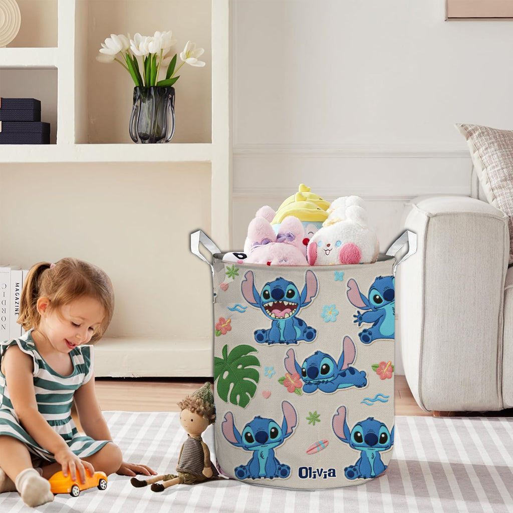 Personalized Blue Alien Storage Basket Custom Name Gift Laundry Basket GradoCreations