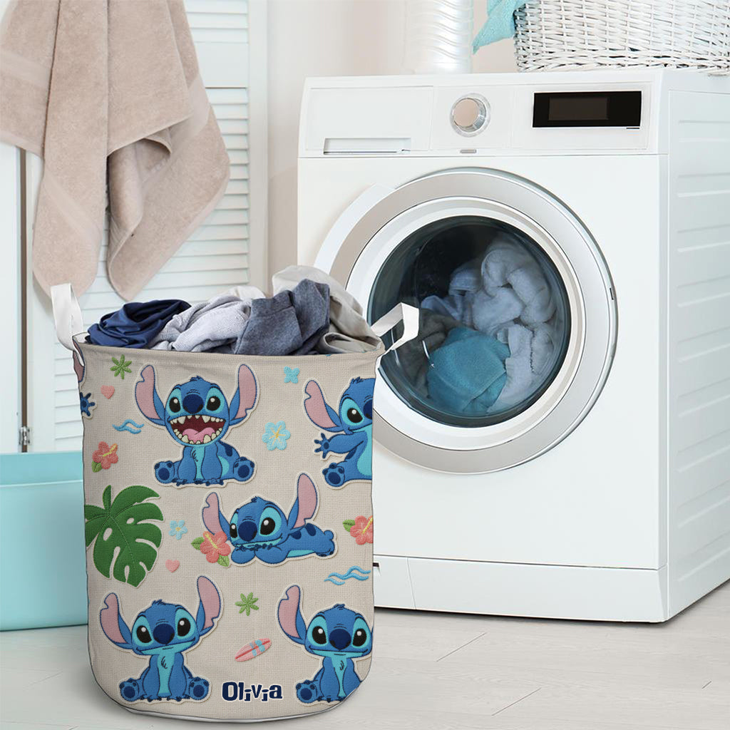 Personalized Blue Alien Storage Basket Custom Name Gift Laundry Basket GradoCreations