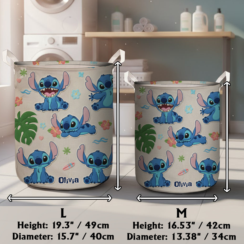 Personalized Blue Alien Storage Basket Custom Name Gift Laundry Basket GradoCreations