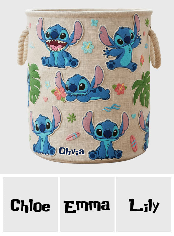 Personalized Blue Alien Storage Basket Custom Name Gift Laundry Basket GradoCreations
