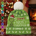 Personalized Grinch Beanie Hat with Custom Name for Christmas Gift Beanie Hat GradoCreations