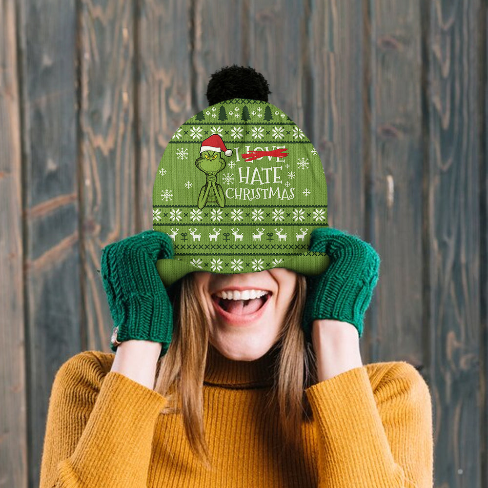 Personalized Grinch Beanie Hat with Custom Name for Christmas Gift Beanie Hat GradoCreations