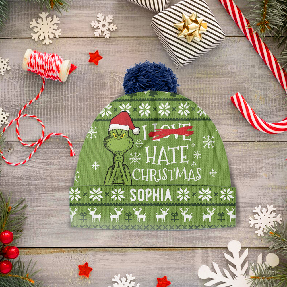 Personalized Grinch Beanie Hat with Custom Name for Christmas Gift Beanie Hat GradoCreations