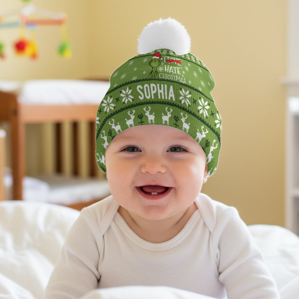 Personalized Grinch Beanie Hat with Custom Name for Christmas Gift Beanie Hat GradoCreations