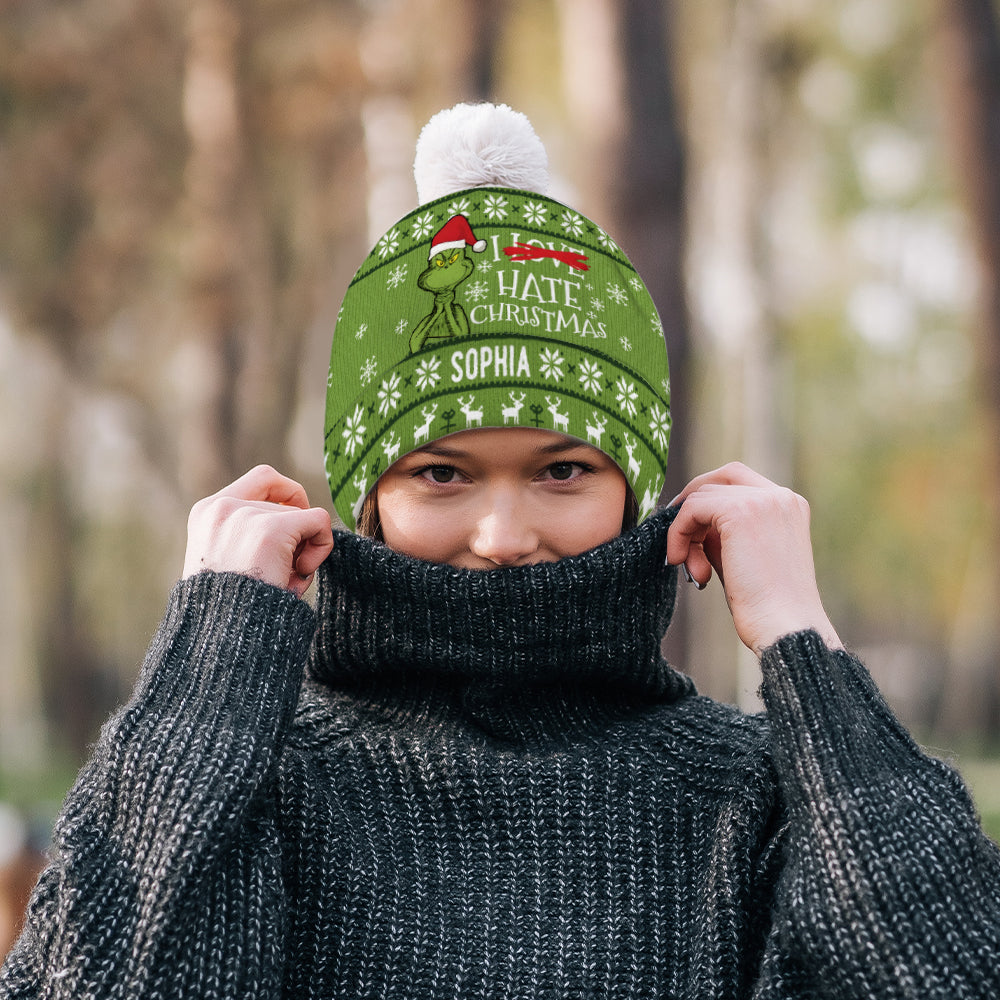 Personalized Grinch Beanie Hat with Custom Name for Christmas Gift Beanie Hat GradoCreations