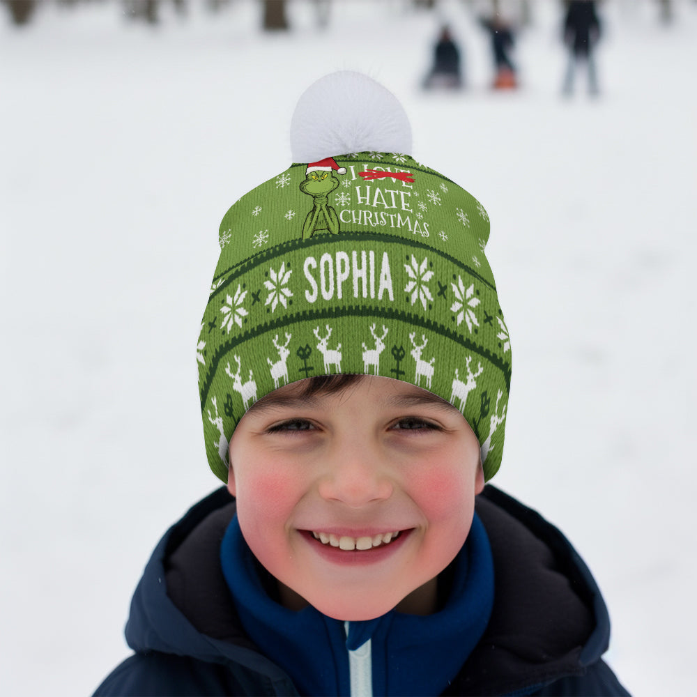 Personalized Grinch Beanie Hat with Custom Name for Christmas Gift Beanie Hat GradoCreations