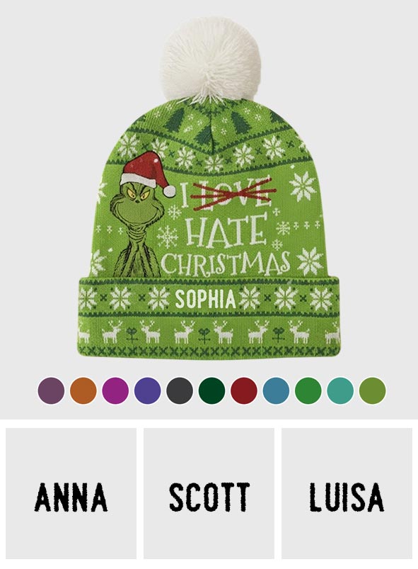 Personalized Grinch Beanie Hat with Custom Name for Christmas Gift Beanie Hat GradoCreations