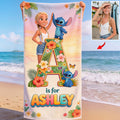 Personalized Beach Towel with Cute Blue Alien Custom Photo Gift for Movie Fans