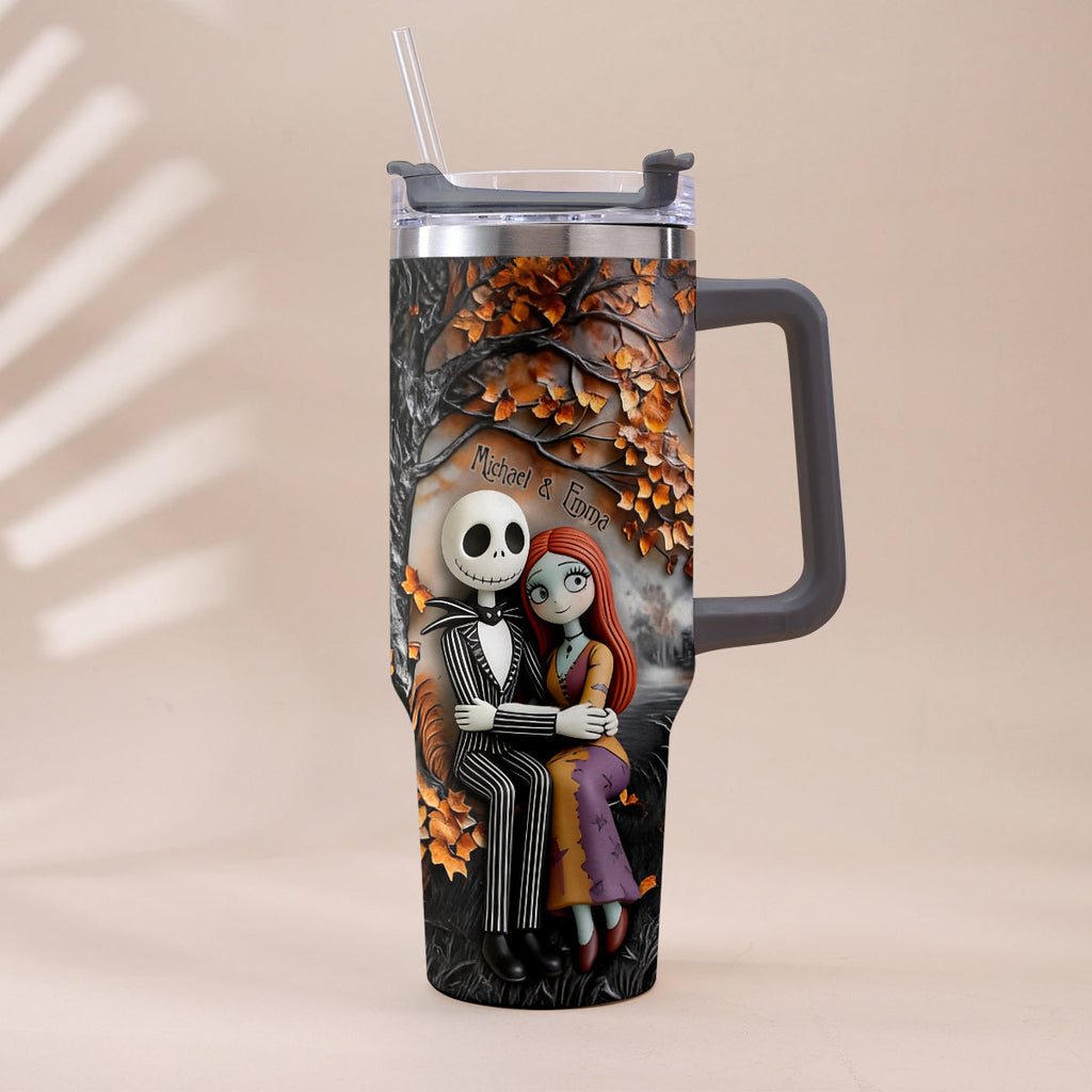 Personalized Nightmare Tumbler with Plush Charms Custom Name Gift for Couple Tumbler With Plush Charm GradoCreations