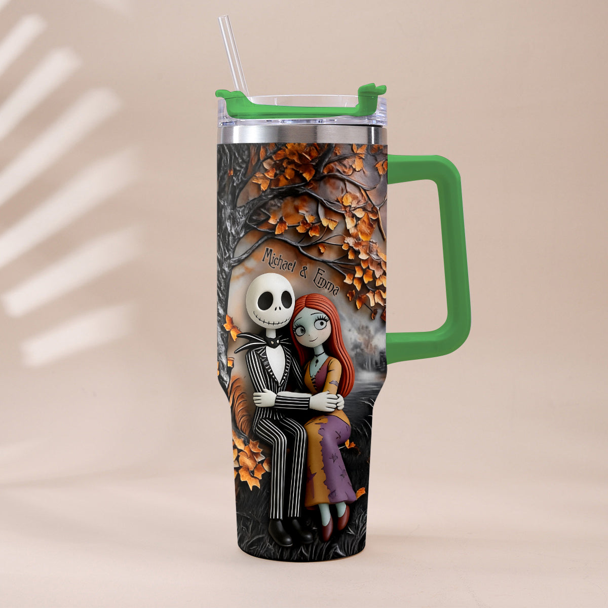 Personalized Nightmare Tumbler with Plush Charms Custom Name Gift for Couple Tumbler With Plush Charm GradoCreations