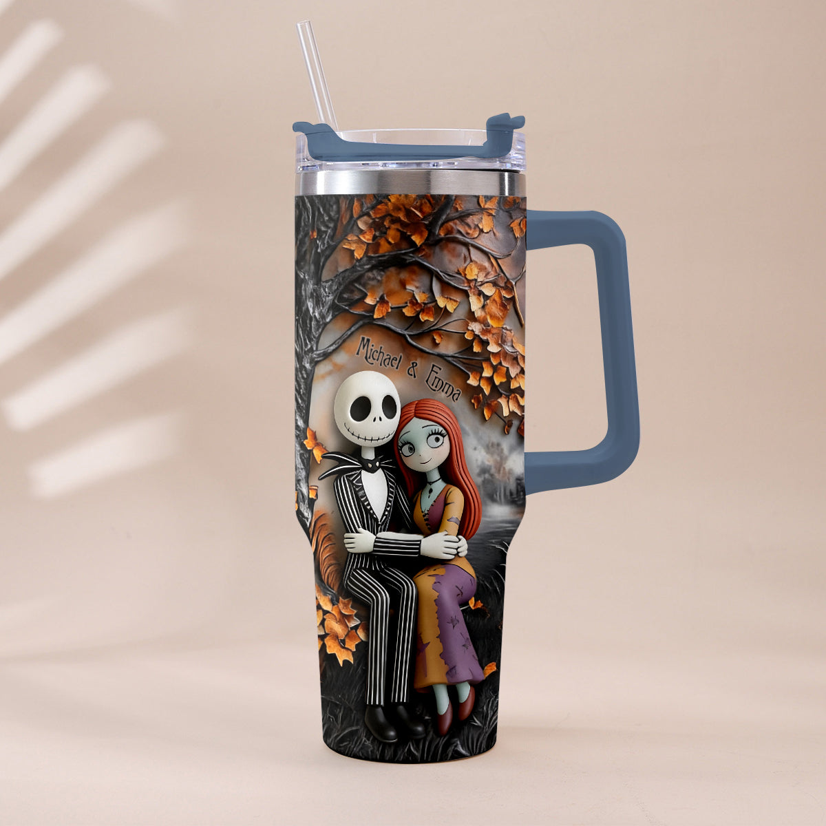 Personalized Nightmare Tumbler with Plush Charms Custom Name Gift for Couple Tumbler With Plush Charm GradoCreations