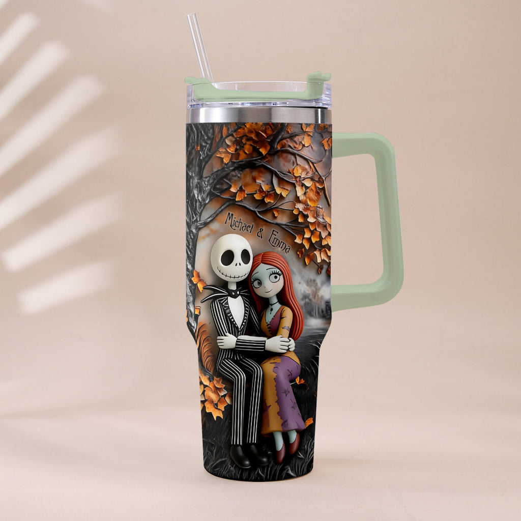 Personalized Nightmare Tumbler with Plush Charms Custom Name Gift for Couple Tumbler With Plush Charm GradoCreations