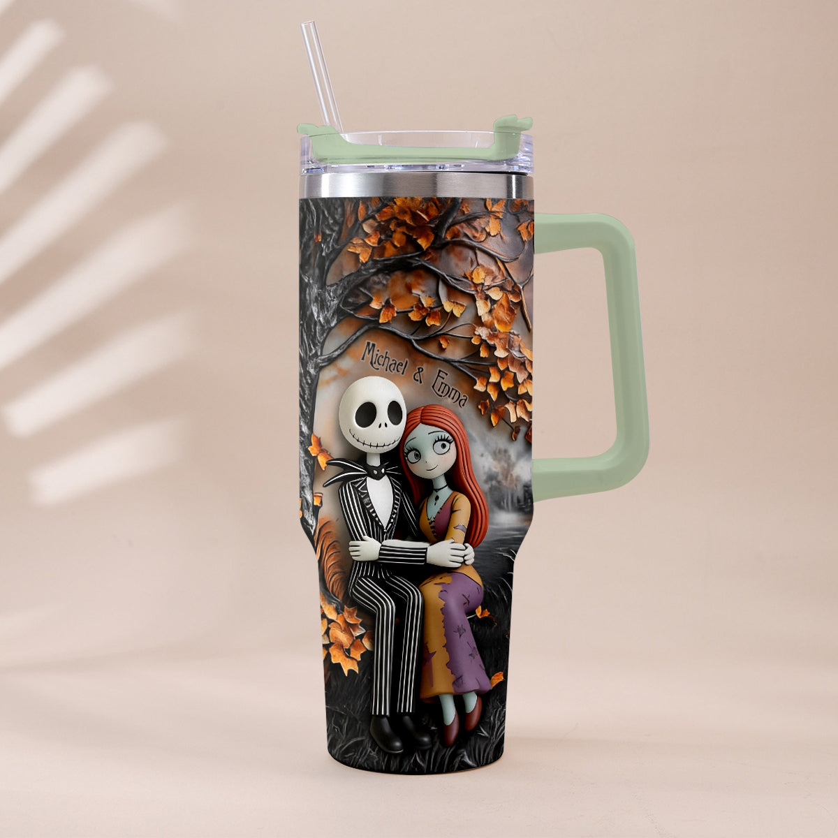 Personalized Nightmare Tumbler with Plush Charms Custom Name Gift for Couple Tumbler With Plush Charm GradoCreations