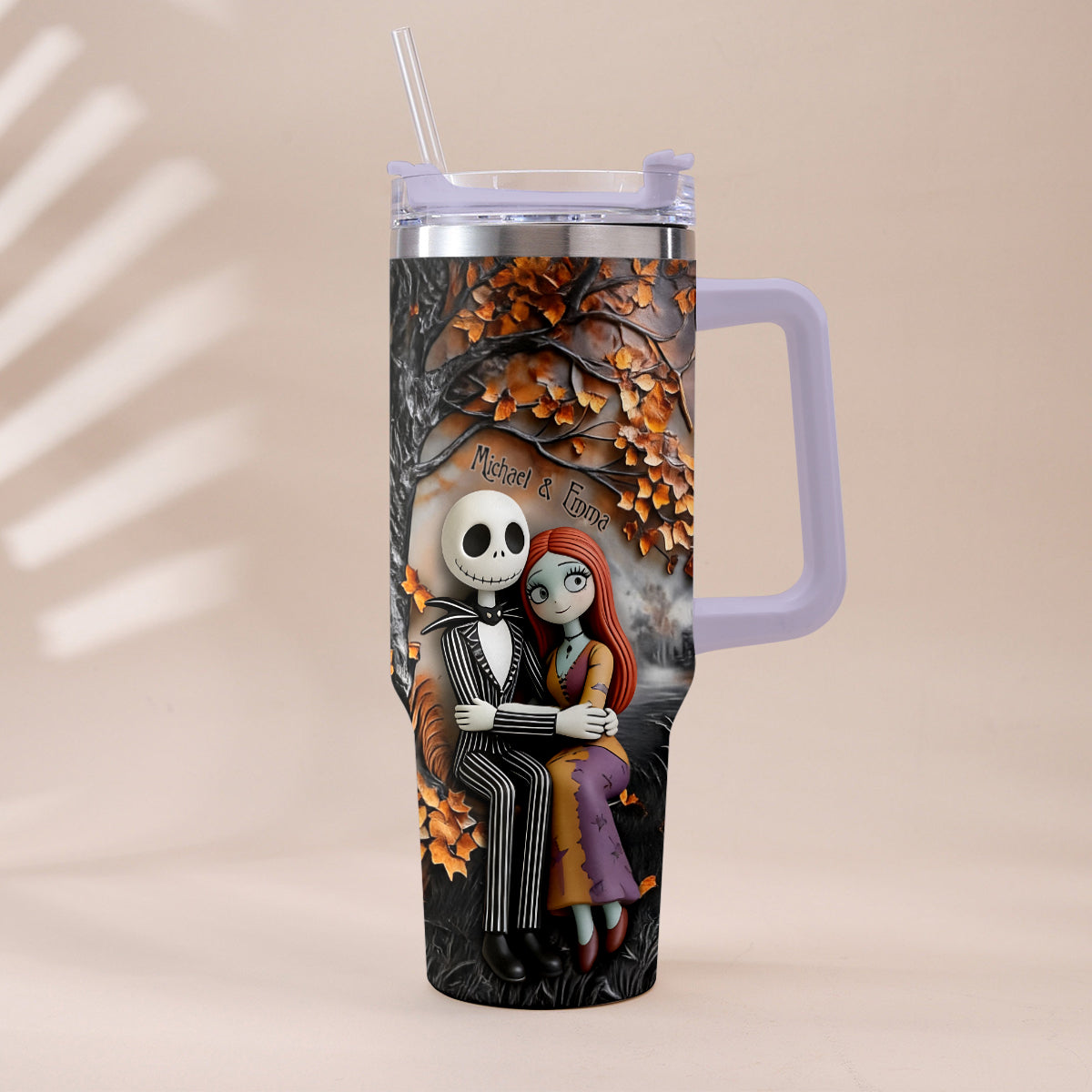 Personalized Nightmare Tumbler with Plush Charms Custom Name Gift for Couple Tumbler With Plush Charm GradoCreations