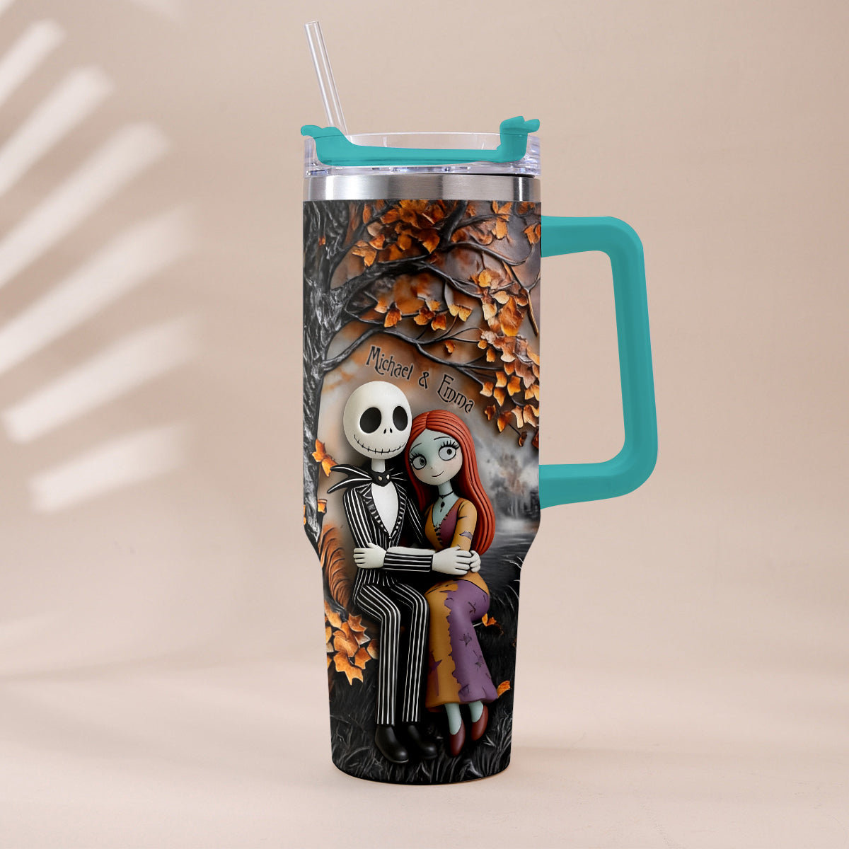 Personalized Nightmare Tumbler with Plush Charms Custom Name Gift for Couple Tumbler With Plush Charm GradoCreations