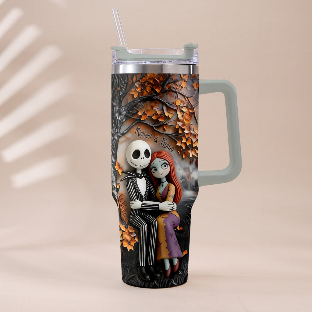 Personalized Nightmare Tumbler with Plush Charms Custom Name Gift for Couple Tumbler With Plush Charm GradoCreations