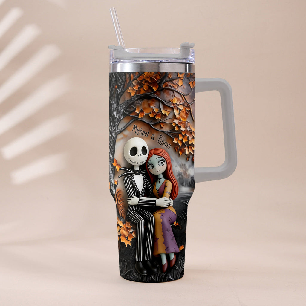 Personalized Nightmare Tumbler with Plush Charms Custom Name Gift for Couple Tumbler With Plush Charm GradoCreations