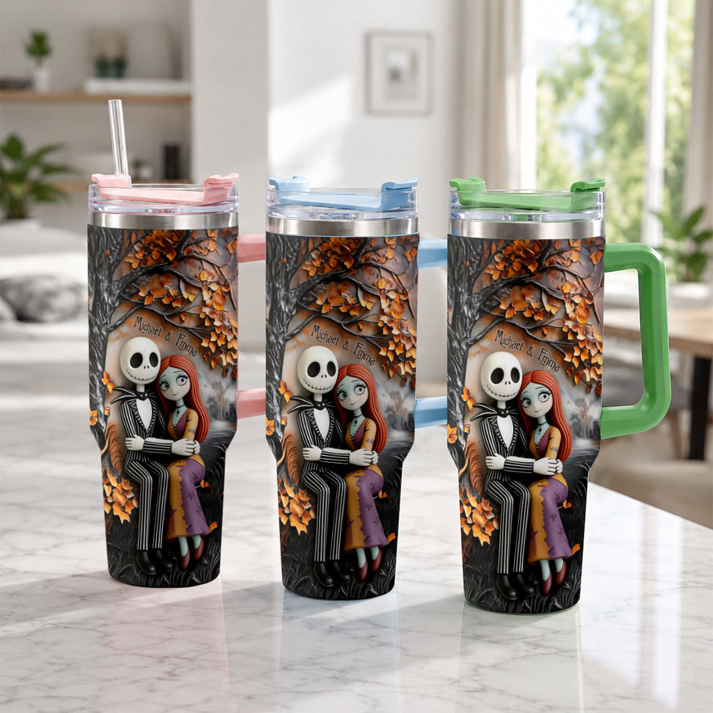 Personalized Nightmare Tumbler with Plush Charms Custom Name Gift for Couple Tumbler With Plush Charm GradoCreations