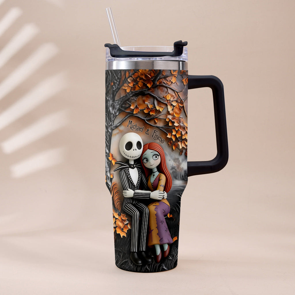 Personalized Nightmare Tumbler with Plush Charms Custom Name Gift for Couple Tumbler With Plush Charm GradoCreations