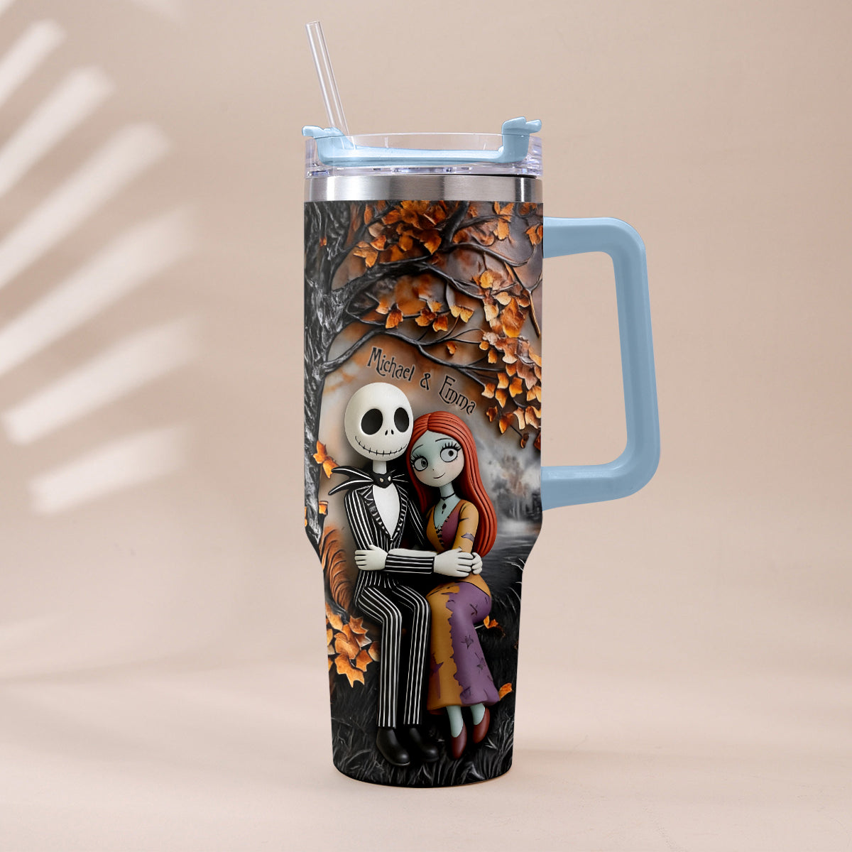Personalized Nightmare Tumbler with Plush Charms Custom Name Gift for Couple Tumbler With Plush Charm GradoCreations