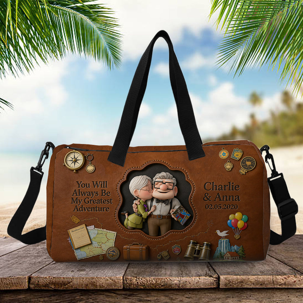 Personalized Couple Duffle Bag with Custom Name Adventure Gift Duffle Bag GradoCreations