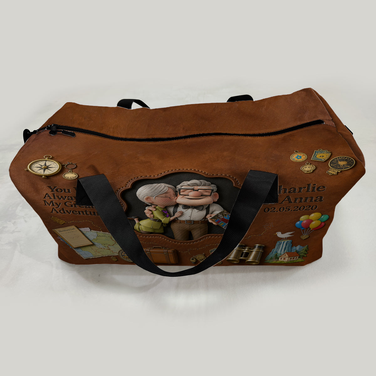 Personalized Couple Duffle Bag with Custom Name Adventure Gift Duffle Bag GradoCreations