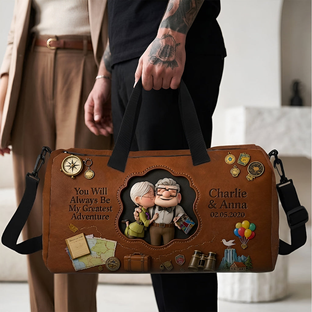 Personalized Couple Duffle Bag with Custom Name Adventure Gift Duffle Bag GradoCreations