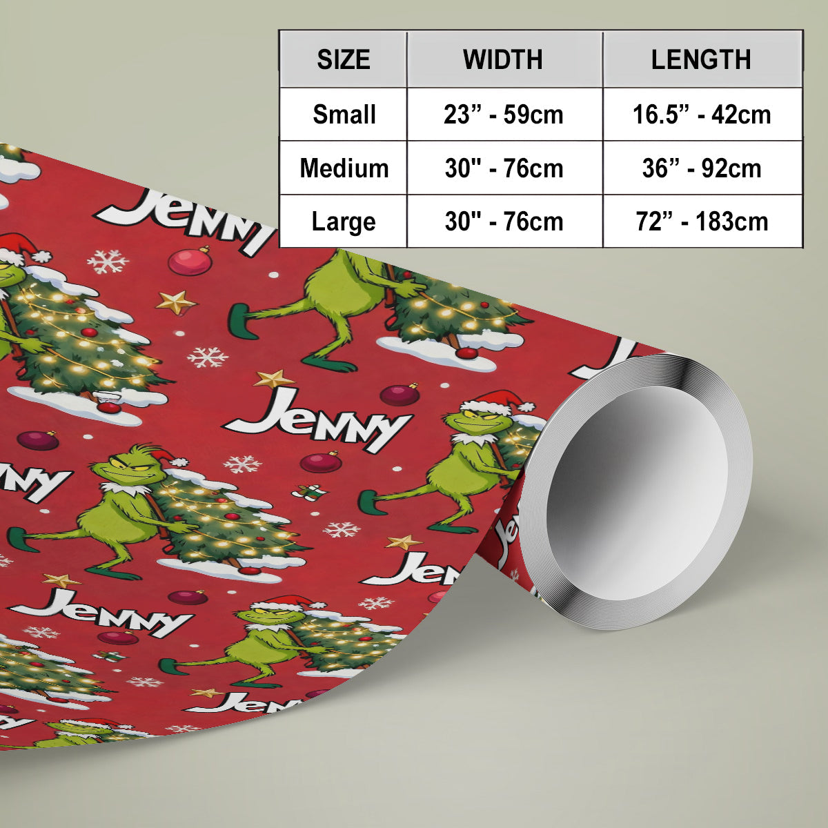 Personalized Grinchmas Wrapping Paper Custom Gift Holiday Design Wrapping Papers GradoCreations