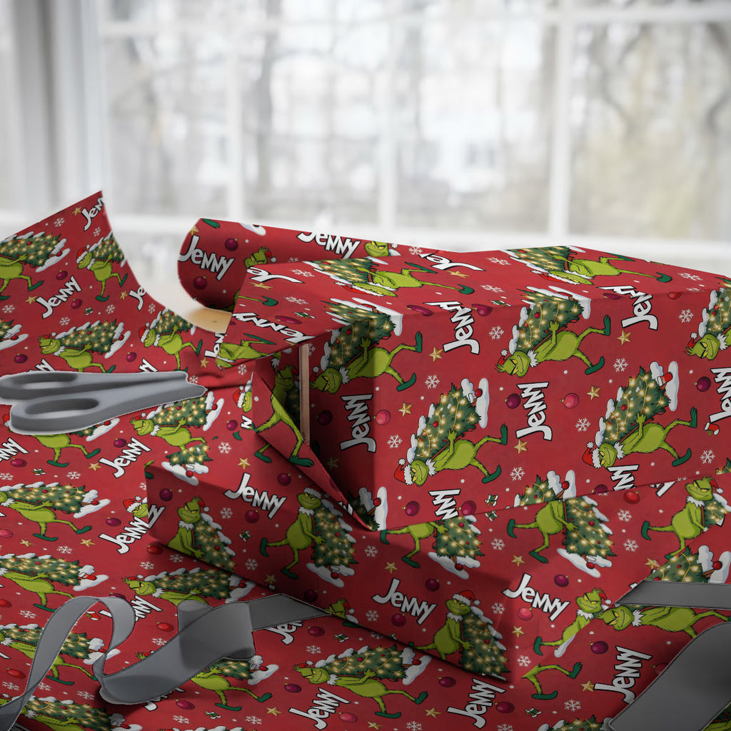 Personalized Grinchmas Wrapping Paper Custom Gift Holiday Design Wrapping Papers GradoCreations