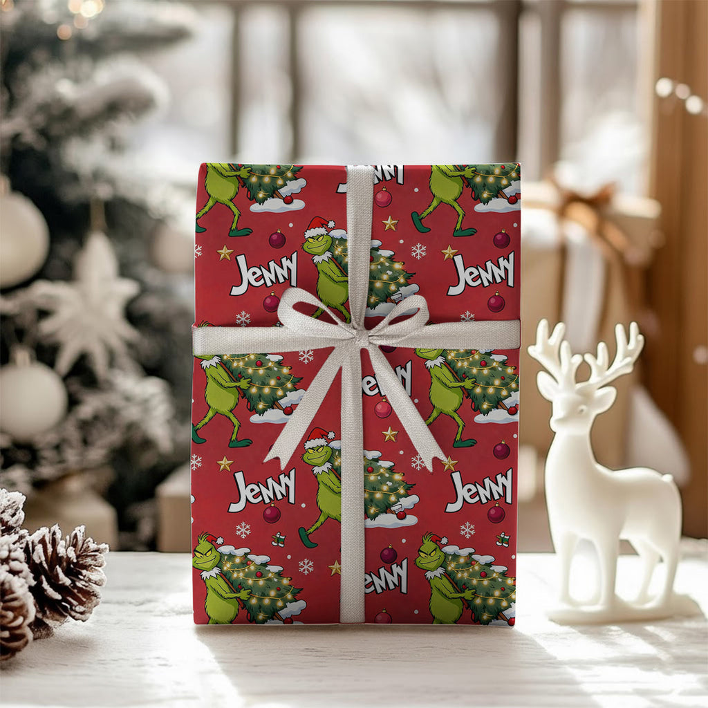 Personalized Grinchmas Wrapping Paper Custom Gift Holiday Design Wrapping Papers GradoCreations