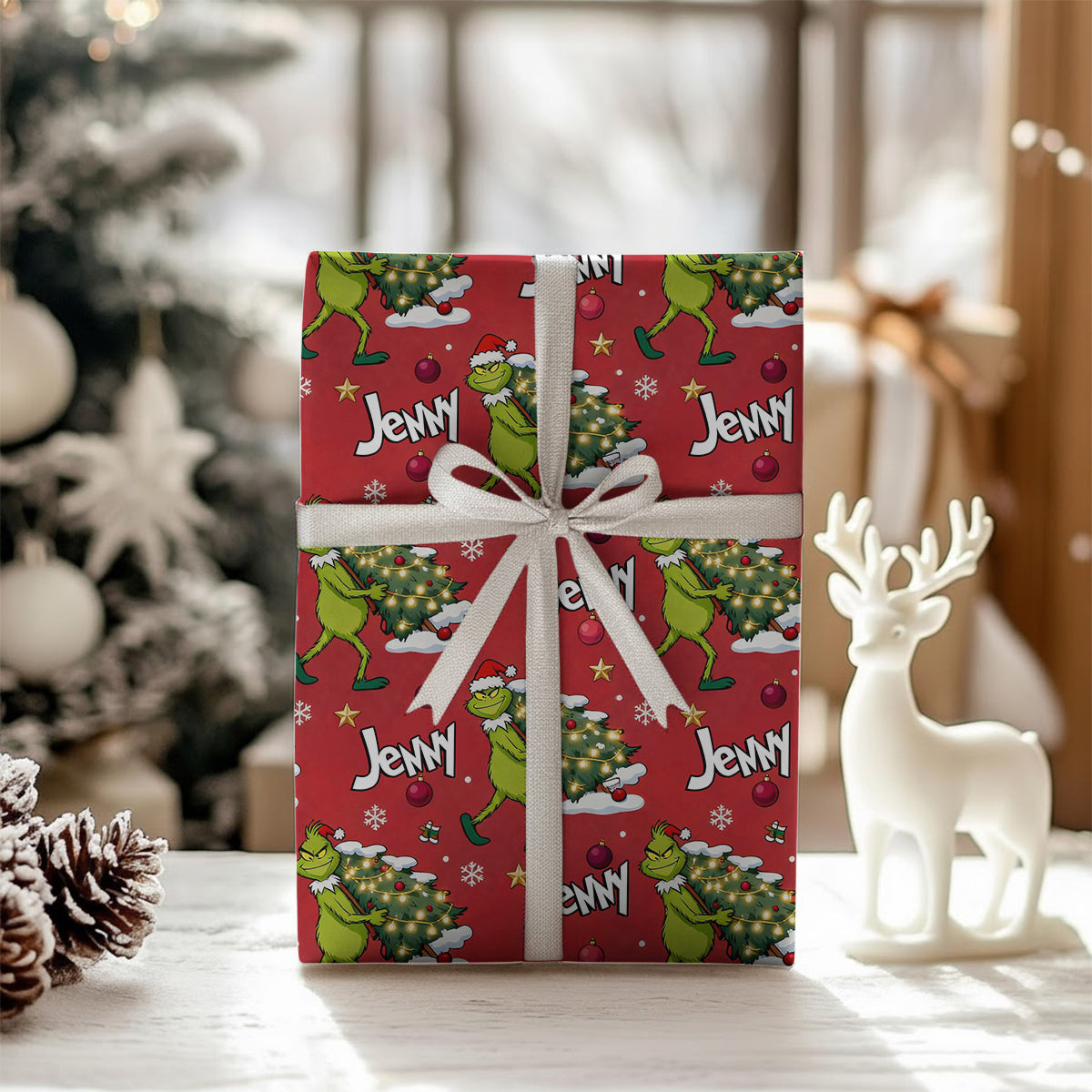 Personalized Grinchmas Wrapping Paper Custom Gift Holiday Design Wrapping Papers GradoCreations