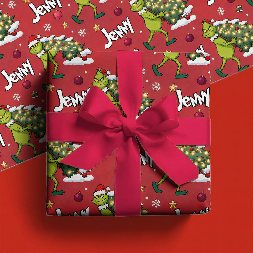 Personalized Grinchmas Wrapping Paper Custom Gift Holiday Design Wrapping Papers GradoCreations