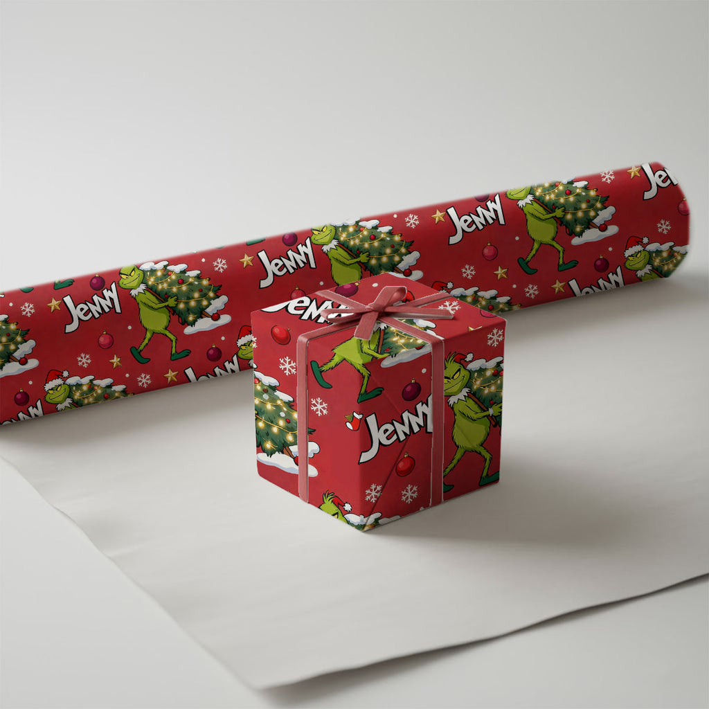 Personalized Grinchmas Wrapping Paper Custom Gift Holiday Design Wrapping Papers GradoCreations