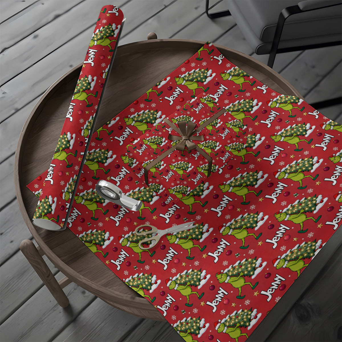 Personalized Grinchmas Wrapping Paper Custom Gift Holiday Design Wrapping Papers GradoCreations