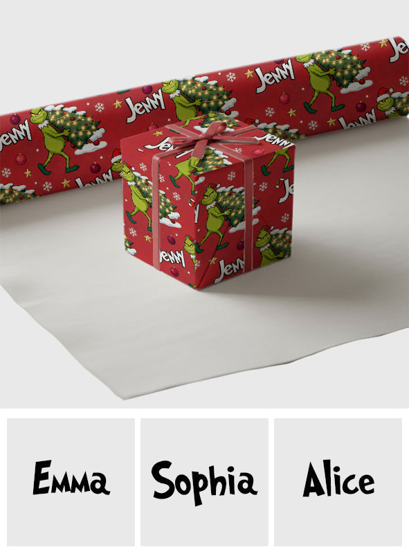 Personalized Grinchmas Wrapping Paper Custom Gift Holiday Design Wrapping Papers GradoCreations