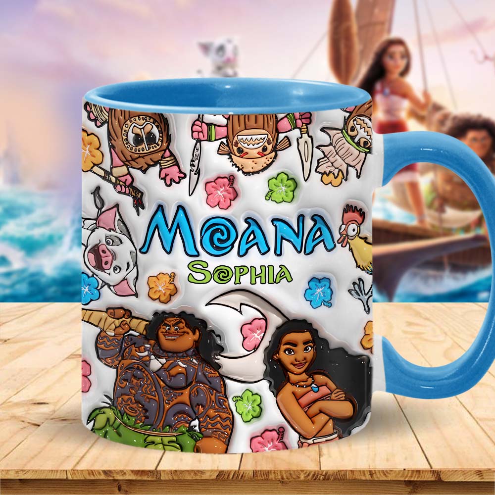Personalized Moana Accent Mug Custom Name Gift for Kids Accent Mug GradoCreations