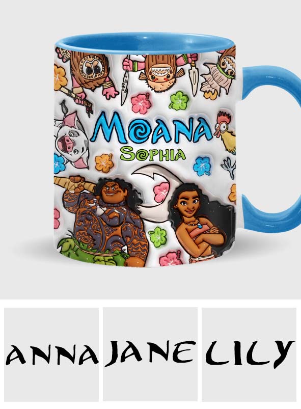 Personalized Moana Accent Mug Custom Name Gift for Kids Accent Mug GradoCreations